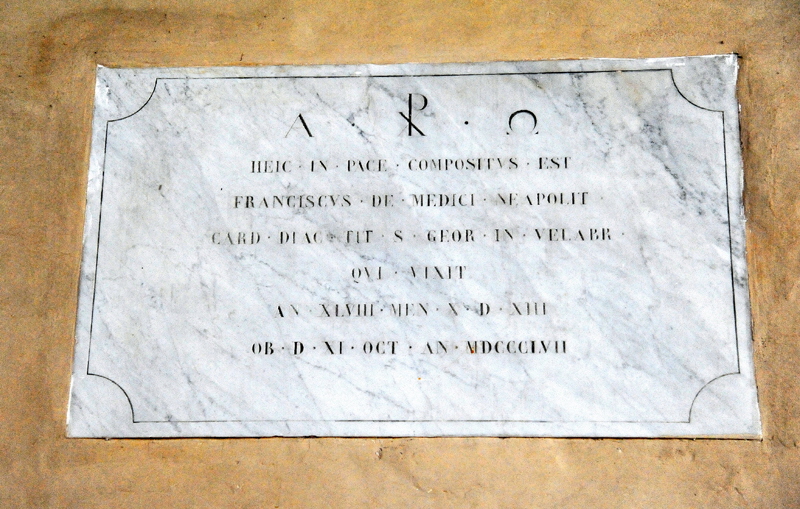 Via_del_Velabro-Chiesa_di_S_Giorgio_in_Velabro-Lapide_del_Card_Francesco_de_Medici-1857