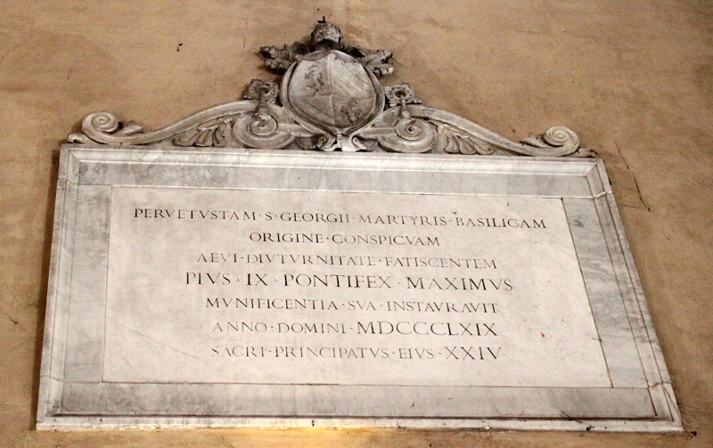 Via_del_Velabro-Chiesa_di_S_Giorgio_in_Velabro-Lapide_restauri_Pio_IX-1869 (2)