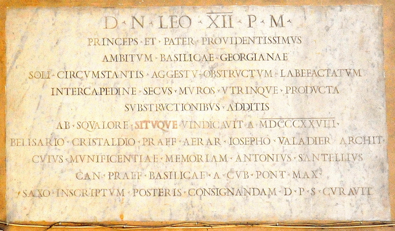Via_del_Velabro-Chiesa_di_S_Giorgio_in_Velabro-Lapide_restauro_Leone_XII-1828